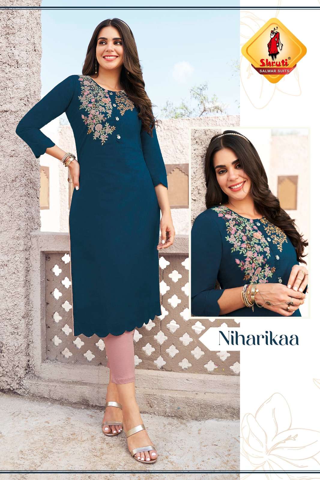KKASHISH VOL 28  PURE COTTON LINEN WITH DIFFERENT TYPES OF STYLISH EMBROIDERY WORK BY SHRUTI SUITS NIHARIKAA